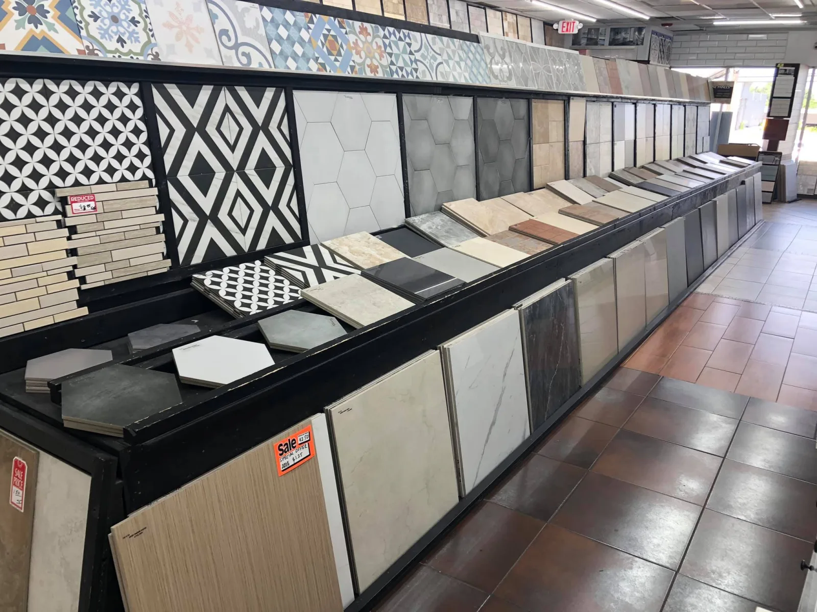 Material displays inside the Toros Tile showroom
