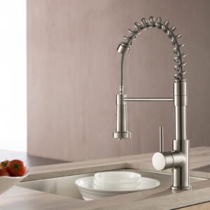 Single Handle Pull Out Kitchen Faucet Brush Nickel F01 205 02