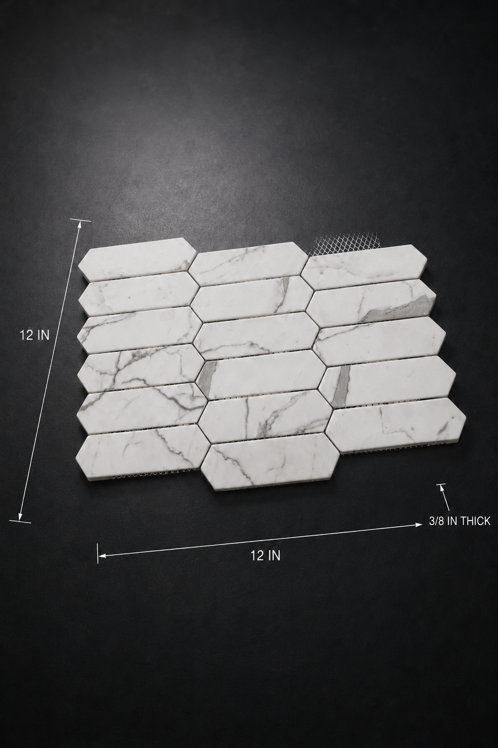 Statuario Celano Picket Matte Porcelain Mosaic - Image 2