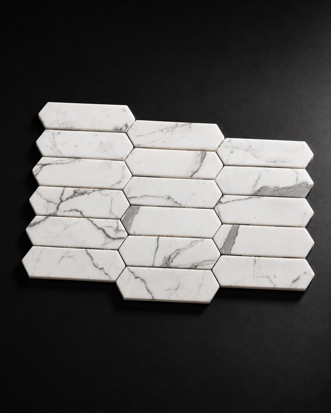 Statuario Celano Picket Matte Porcelain Mosaic
