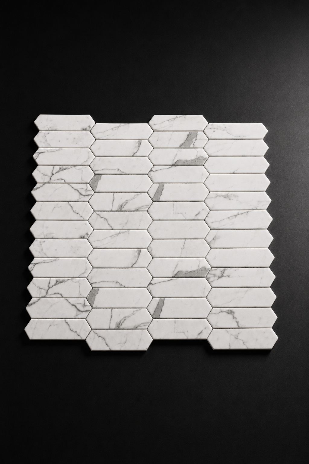 Statuario Celano Picket Matte Porcelain Mosaic - Image 3
