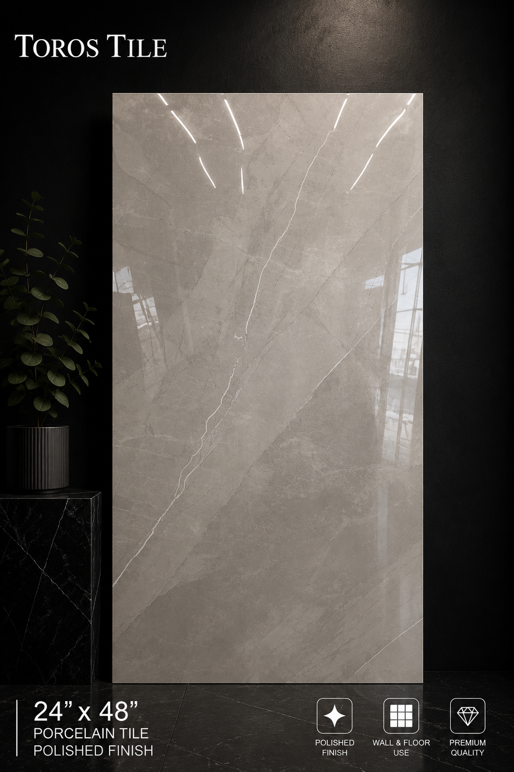 Armani Grey 24x48 Polished Porcelain Tile