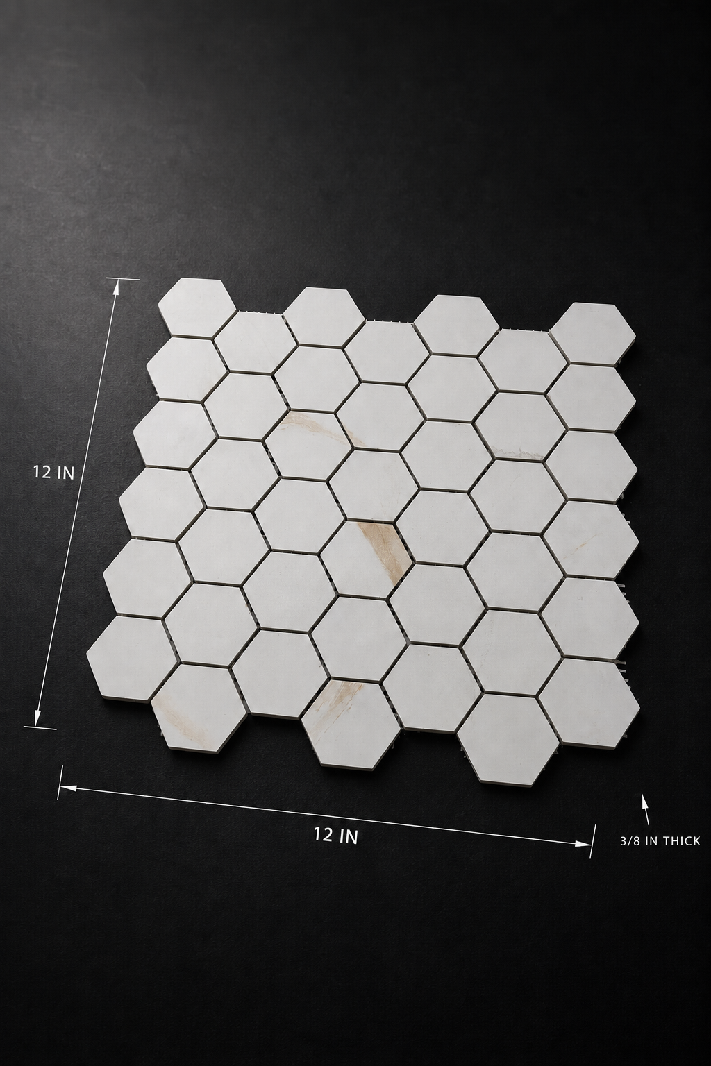 White Gold Matte Hexagon Porcelain Mosaic - Image 2