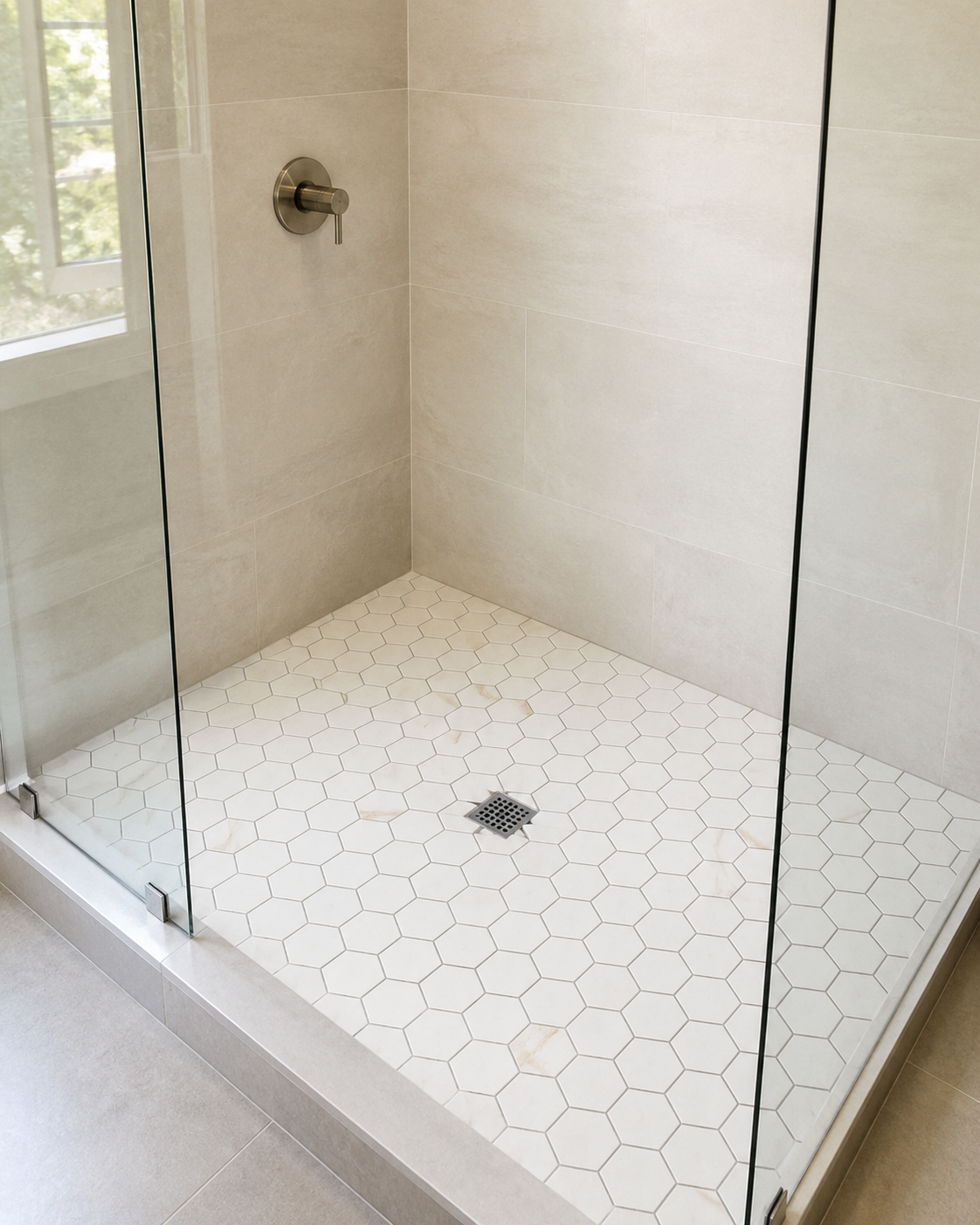 White Gold Matte Hexagon Porcelain Mosaic - Image 4