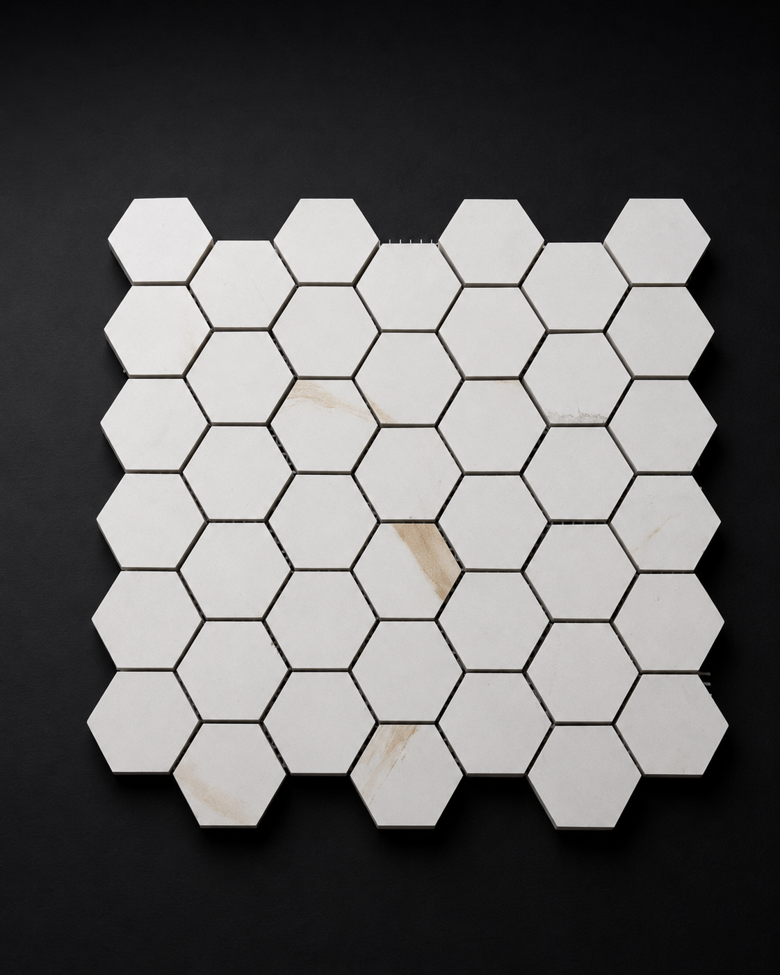 White Gold Matte Hexagon Porcelain Mosaic