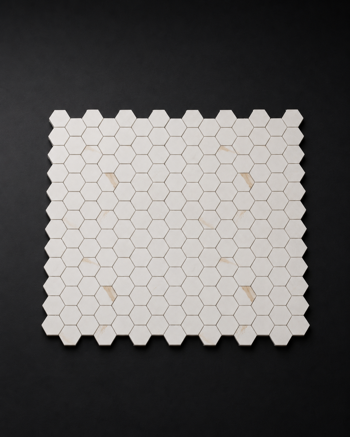White Gold Matte Hexagon Porcelain Mosaic - Image 3
